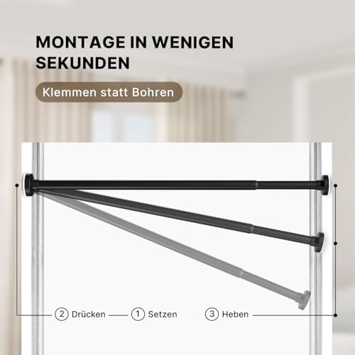 MEISENBERG Teleskopstange ohne Bohren - Multifunktionale Vorhangstange für Fenster und Küche (70-120cm) - Weiß, Ø 25 mm