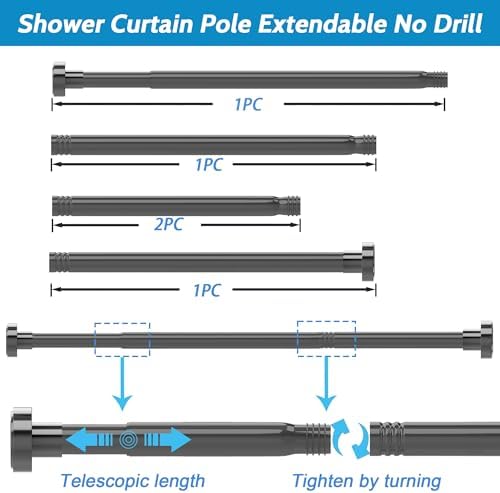 Gardinenstange ohne Bohren von - Verstellbare Teleskopstange für Dusche und Fenster, 62-85CM