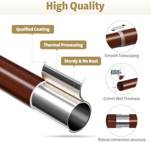 Gardinenstange ohne Bohren von – Ausziehbare Vorhangstange 76-228 cm in Schwarz Matt für einfache Montage und stilvolle