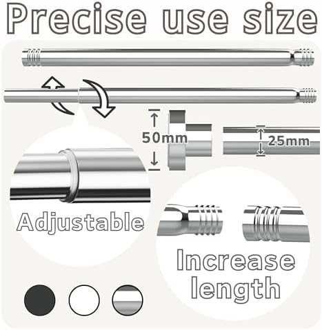 Gardinia Gardinenstange ohne Bohren, einstellbar für Duschvorhang & Schrank (72-145cm, φ25mm, Weiß)