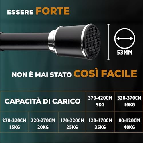 MEISENBERG Klemmstange 320-370cm, Weiß Ø 32mm – Vorhangstange ohne Bohren für Fenster & Dusche