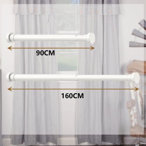 Gardinia Gardinenstange ohne Bohren, einstellbar für Duschvorhang & Schrank (72-145cm, φ25mm, Weiß)