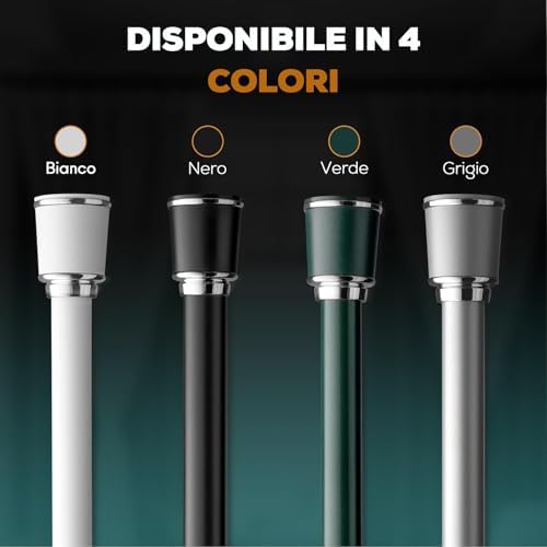 MEISENBERG Klemmstange 320-370cm, Weiß Ø 32mm – Vorhangstange ohne Bohren für Fenster & Dusche