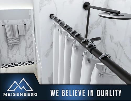 MEISENBERG Gardinenstange ohne Bohren 210-260cm – Robuste Teleskopstange in Matt Schwarz für Vorhänge und Raumteiler