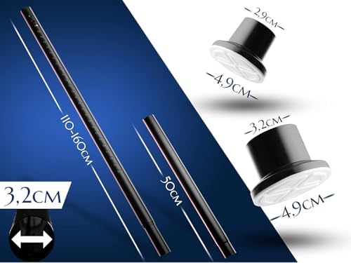 MEISENBERG Gardinenstange ohne Bohren 210-260cm – Robuste Teleskopstange in Matt Schwarz für Vorhänge und Raumteiler