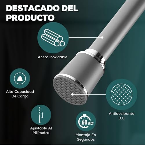 MEISENBERG Klemmstange 320-370cm, Weiß Ø 32mm – Vorhangstange ohne Bohren für Fenster & Dusche