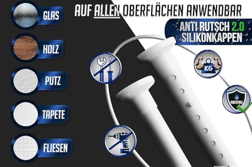 MEISENBERG Gardinenstange ohne Bohren 210-260cm – Robuste Teleskopstange in Matt Schwarz für Vorhänge und Raumteiler