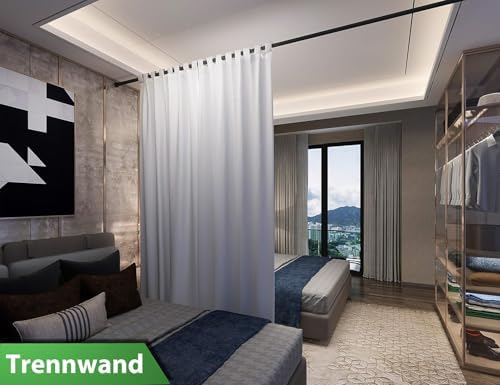 MEISENBERG Gardinenstange ohne Bohren 210-260cm – Robuste Teleskopstange in Matt Schwarz für Vorhänge und Raumteiler