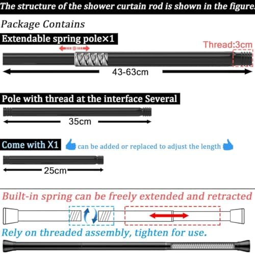 Klemmende Vorhangstange von – Verstellbare Teleskopstange ohne Bohren, ideal für Gardinen, Trennwände und Balkone 65-85