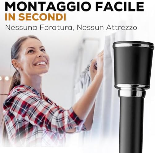 MEISENBERG Klemmstange 320-370cm, Weiß Ø 32mm – Vorhangstange ohne Bohren für Fenster & Dusche