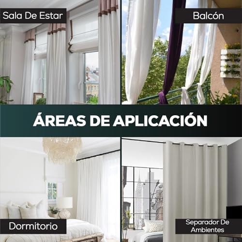 MEISENBERG Klemmstange 320-370cm, Weiß Ø 32mm – Vorhangstange ohne Bohren für Fenster & Dusche