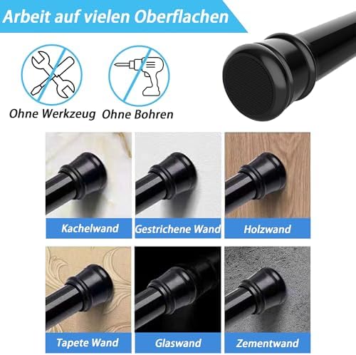 Vorhangstange ohne Bohren – Teleskop Spannstange für Badezimmer & Fenster 73-145CM, weiß, stabil & flexibel