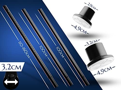 MEISENBERG Gardinenstange ohne Bohren 210-260cm – Robuste Teleskopstange in Matt Schwarz für Vorhänge und Raumteiler