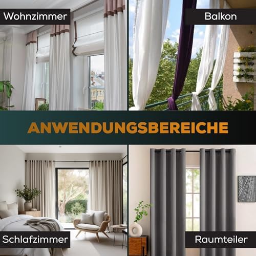 MEISENBERG Teleskopstange zum Klemmen 270-320 cm - Ausziehbare Gardinenstange ohne Bohren für Fenster und Küche in Weiß