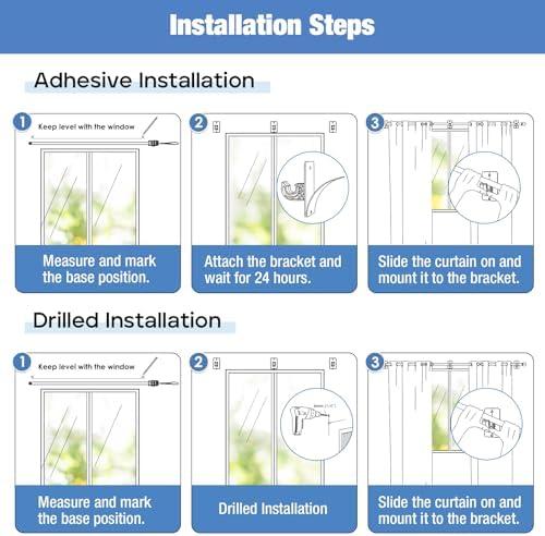 Gardinenstange ohne Bohren von – Ausziehbare Vorhangstange 76-228 cm in Schwarz Matt für einfache Montage und stilvolle
