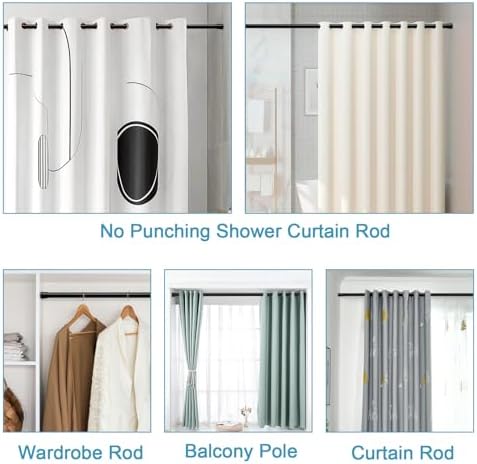 Gardinenstange ohne Bohren 103-190CM, Teleskopvorhangstange für Fenster, Badezimmer & Schrank – Einfache Montage in Weiß