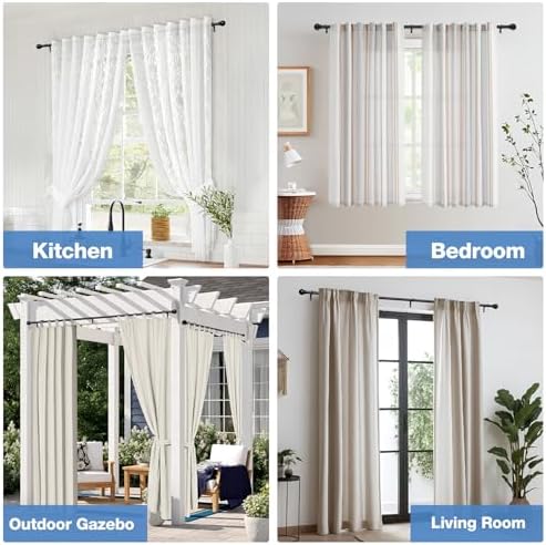 Gardinenstange ohne Bohren von – Ausziehbare Vorhangstange 76-228 cm in Schwarz Matt für einfache Montage und stilvolle