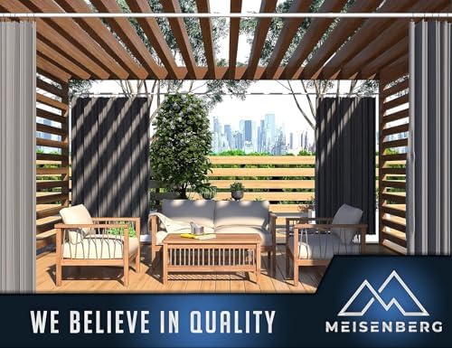 MEISENBERG Gardinenstange ohne Bohren 210-260cm – Robuste Teleskopstange in Matt Schwarz für Vorhänge und Raumteiler