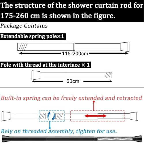 Klemmende Vorhangstange von – Verstellbare Teleskopstange ohne Bohren, ideal für Gardinen, Trennwände und Balkone 65-85