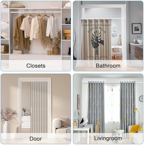 Gardinenstange ohne Bohren 103-190CM, Teleskopvorhangstange für Fenster, Badezimmer & Schrank – Einfache Montage in Weiß