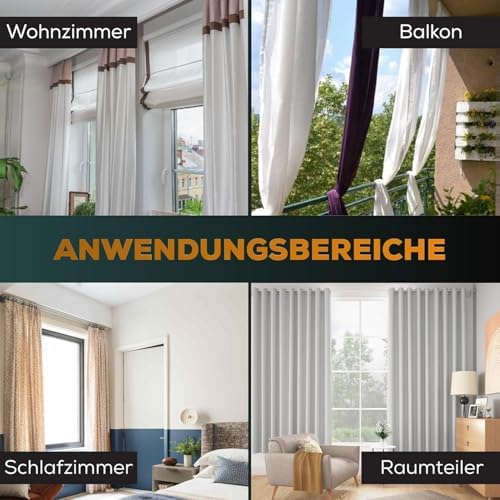MEISENBERG Teleskopstange zum Klemmen 270-320 cm - Ausziehbare Gardinenstange ohne Bohren für Fenster und Küche in Weiß