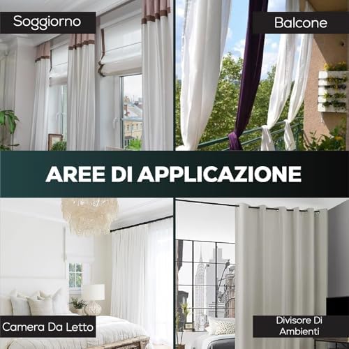 MEISENBERG Klemmstange 320-370cm, Weiß Ø 32mm – Vorhangstange ohne Bohren für Fenster & Dusche