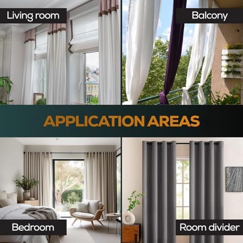 MEISENBERG Teleskopstange zum Klemmen 270-320 cm - Ausziehbare Gardinenstange ohne Bohren für Fenster und Küche in Weiß