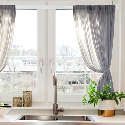 Relaxdays Teleskopstange für Duschvorhang und Gardine – Edelstahl, einfacher Einbau ohne Bohren, anpassbare Längen