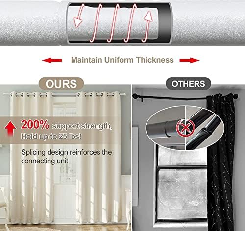 Mattschwarze Edelstahl Gardinenstange 71-472 cm mit Teetassendeckel Halterungen für stilvolle Schlafzimmerdekoration