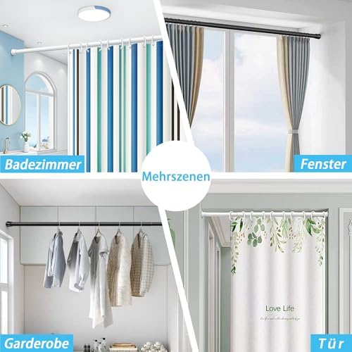 Vorhangstange ohne Bohren – Teleskop Spannstange für Badezimmer & Fenster 73-145CM, weiß, stabil & flexibel