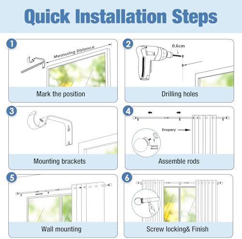 Gardinenstange ohne Bohren von – Ausziehbare Vorhangstange 76-228 cm in Schwarz Matt für einfache Montage und stilvolle
