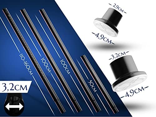 MEISENBERG Gardinenstange ohne Bohren 210-260cm – Robuste Teleskopstange in Matt Schwarz für Vorhänge und Raumteiler