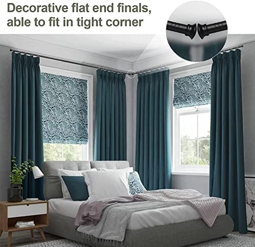 Mattschwarze Edelstahl Gardinenstange 71-472 cm mit Teetassendeckel Halterungen für stilvolle Schlafzimmerdekoration