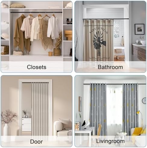 Gardinenstange ohne Bohren 103-190CM, Teleskopvorhangstange für Fenster, Badezimmer & Schrank – Einfache Montage in Weiß