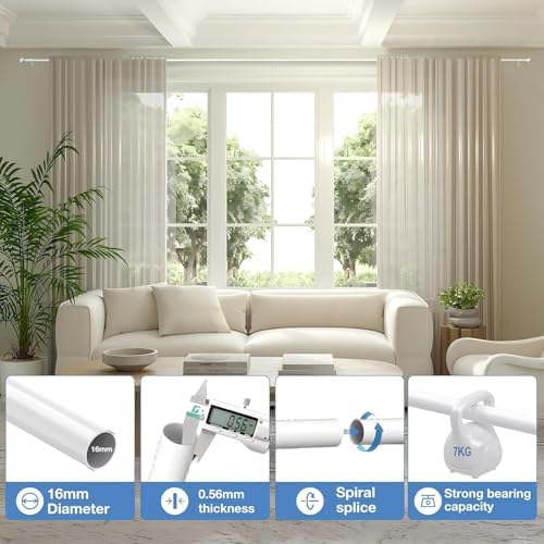 Gardinenstange ohne Bohren von – Ausziehbare Vorhangstange 76-228 cm in Schwarz Matt für einfache Montage und stilvolle