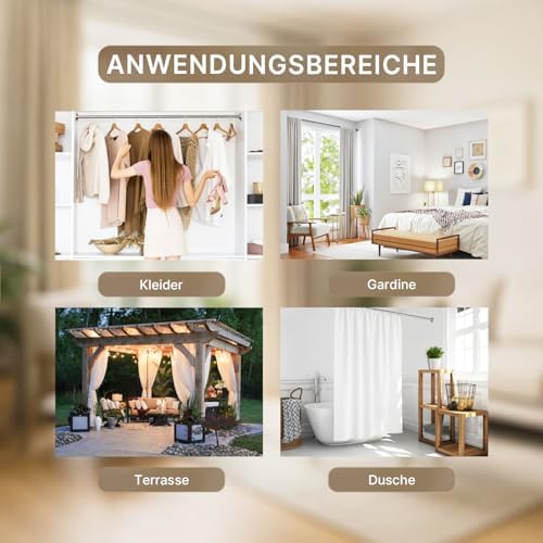 MEISENBERG Teleskopstange ohne Bohren - Multifunktionale Vorhangstange für Fenster und Küche (70-120cm) - Weiß, Ø 25 mm