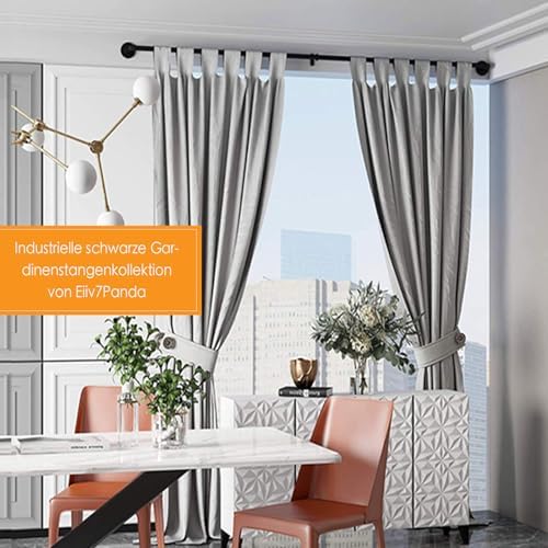 LUXFEN 1 Zoll Industrielle Gardinenstange 81-122cm – Rustikale Outdoor Deko für Fenster & Raumteiler, Schwarz