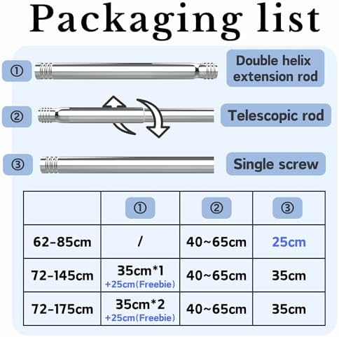 Edelstahl Duschstange ohne Bohren – Einstellbare Teleskopstange für Badezimmer & Balkon, 72-145cm, Schwarz