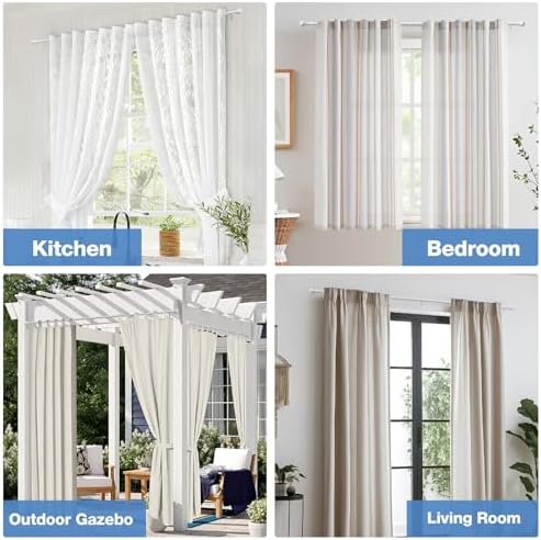 Gardinenstange ohne Bohren von – Ausziehbare Vorhangstange 76-228 cm in Schwarz Matt für einfache Montage und stilvolle