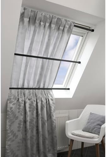 GARDINIA Spannstange 60-100 cm, Ausdehnbar, Metall, Schwarz-matt, Ideal für Gardinen ohne Bohren