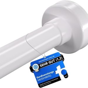 MEISENBERG Teleskopstange für Vorhänge 140-250cm, Weiß, ohne Bohren - perfekte Duschstange und Spannstange für jeden Rau