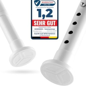 MEISENBERG Teleskopstange 160-210cm – Weiße Duschvorhangstange ohne Bohren für Fenster und Raumteiler