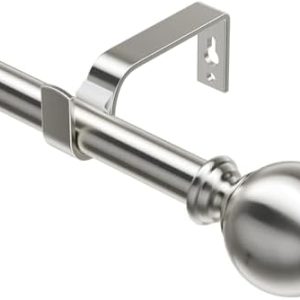 Gardinenstange Ausziehbar 76-350 CM aus gebürstetem Nickel – Ideal für Balkon und Küche mit Ösen-Halterung, elegantes De
