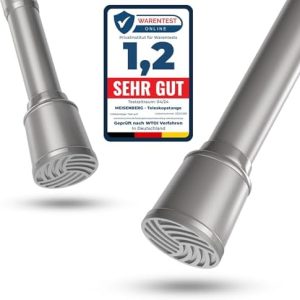 MEISENBERG Duschstange ohne Bohren 270-320cm, Grau, Ø 32mm - Flexible Teleskopstange für Dusche und Vorhänge
