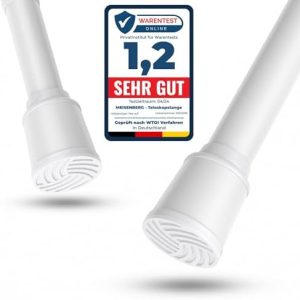 MEISENBERG Klemmstange 170-220cm, Weiß, Ø 32mm – Bohrfreie Duschstange für vielseitige Anwendungen in Bad und Wohnraum