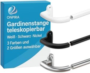 ONPIRA® Gardinenstange Nickel ausziehbar – Ideal für Verdunkelungsvorhänge in 3 Farben, 120-230cm, für perfekten Sichtsc