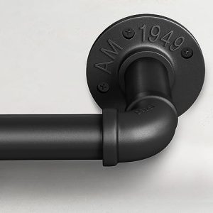 Schwarze Ausziehbare Gardinenstange von Industrial – Deckenmontage für elegante Scheibengardinen, 76 bis 228 cm, 25 mm D